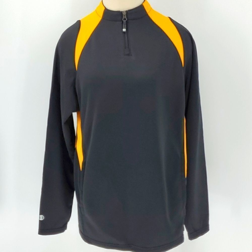 Holloway pullover sweatshirt type. Black‎ and yellow. Adult small. 5" zip…